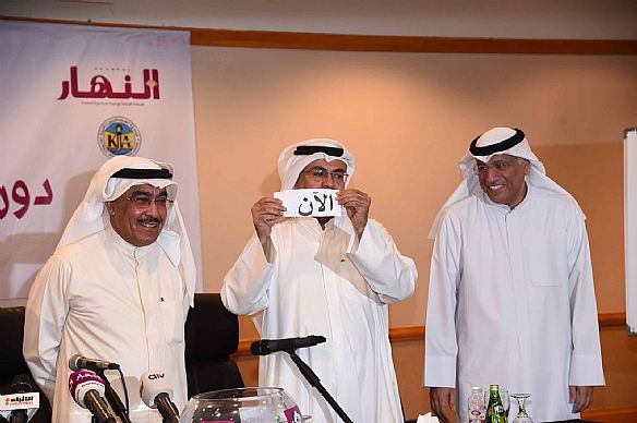 الفضلي ويوسف والراشد خلال سحب القرعة